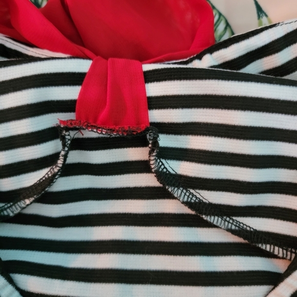 Celine By Champion Women's Strapless One Piece Swimsuit Sz M Black Striped Bow - Picture 11 of 12